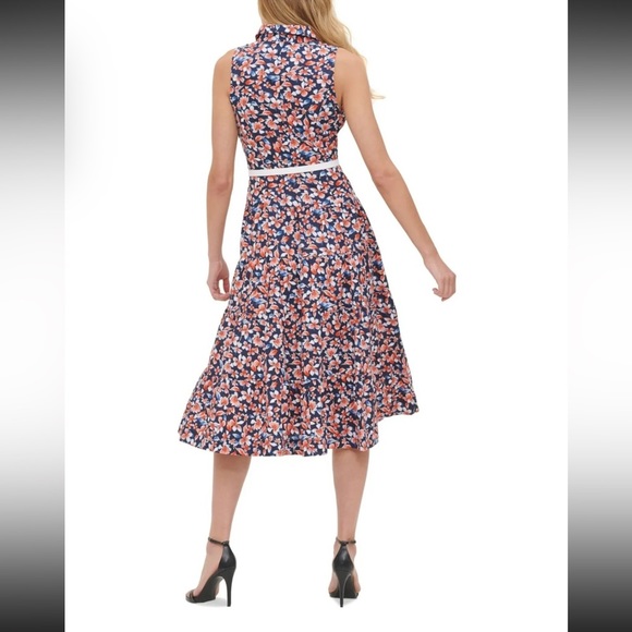TOMMY Hilfiger Floral Sleeveless Front Button Shirt Midi A-line dress size 2 - Picture 3 of 17